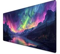 Tappetino Mouse XXL 900 x 300 mm, Tappetino Mouse Paesaggio Mousepad Aurora Sottomano Scrivania con Bordi Cuciti, Impermeabile Accessori Gaming con Base in Gomma Antiscivolo per Ufficio -yym2509CE