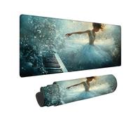 Tappetino Mouse XXL 900 x 300 x 3mm Tappetino Gaming Blu, Mouse Pad Bianco con Base in Gomma Antiscivolo, Impermeabile Mousepad Grande, Accessori Gaming, con Bordi Cuciti, Regalo Uomo, per PC -2510O33