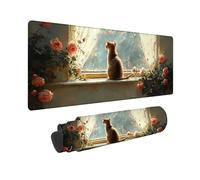 Tappetino Mouse XXL 900 x 300 x 3mm Tappetino Gaming Rosa, Mouse Pad Fiori con Base in Gomma Antiscivolo, Impermeabile Mousepad Grande, Accessori Gaming, con Bordi Cuciti, Regalo Uomo, per PC -2510O32