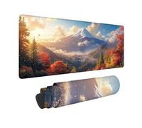 Tappetino Mouse XXL 900 x 400 mm, Tappetino Mouse Bianco Mousepad Monte Fuji Sottomano Scrivania con Bordi Cuciti, Impermeabile Accessori Gaming con Base in Gomma Antiscivolo per Ufficio -hjw260184