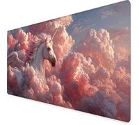 Tappetino Mouse XXL 900x300 mm, Tappetino Mouse Rosa Mousepad Unicorno Sottomano Scrivania con Bordi Cuciti, Impermeabile Accessori Gaming con Base in Gomma Antiscivolo per Ufficio, Gaming -yym2509GB