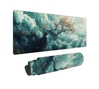 Tappetino Mouse XXL 900x400 mm, Tappetino Mouse Bianco Mousepad Cielo Sottomano Scrivania con Base in Gomma Antiscivolo, Impermeabile Tappeto Scrivania con Bordi Cuciti per PC, Laptop -zjn2509HX