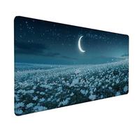 Tappetino Mouse XXL 900x400 mm, Tappetino Mouse Luna Mousepad Blu Sottomano Scrivania con Bordi Cuciti, Impermeabile Accessori Gaming con Base in Gomma Antiscivolo per Ufficio, Gaming -lsy26036C