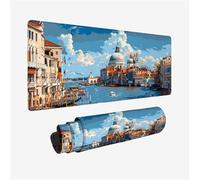 Tappetino Mouse XXL 900x400, Tappetino Scrivania Venezia Mouse Pad Castello Sottomano Scrivania, Mousepad con Base in Gomma Antiscivolo, Desk Mat con Bordi Cuciti, Ufficio Accessori PC, Regalo H2-319