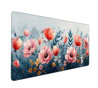 Tappetino Mouse XXL 900x400x3mm, Rosa Tappetino Mouse Gaming con Bordi Cuciti, Fiore Mouse Pad con Base in Gomma Antiscivolo, Superficie Liscia Mousepad, Accessori Scrivania e Accessori Gaming 3-9554