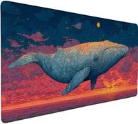 Tappetino Mouse XXL 900x400x3mm Tappetino Mouse Balena, Gaming MousePad Lunacon Base in Gomma Antiscivolo, Cuciture Rinforzate Mousepad XXL per Tastiera Lavabile per Accessori Scrivania PC 8-HP92