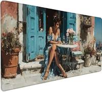 Tappetino Mouse XXL 900x400x3mm Tappetino Mouse Donna, Gaming MousePad Flowercon Base in Gomma Antiscivolo, Cuciture Rinforzate Mousepad XXL per Tastiera Lavabile per Accessori Scrivania PC O-B850