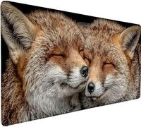 Tappetino Mouse XXL 900x400x3mm Tappetino Mouse Fox, Gaming MousePad Animalecon Base in Gomma Antiscivolo, Cuciture Rinforzate Mousepad XXL per Tastiera Lavabile per Accessori Scrivania PC 0-B446