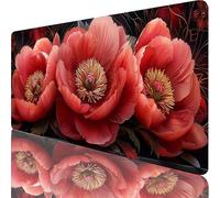 Tappetino Mouse XXL 900x400x3mm, Tappetino mouse Rosso, Gaming Mouse Pad Migliora Precisione e Velocità, Mousepad con Base in Gomma Antiscivolo, Accessori Scrivania e Accessori Gaming, Fiore S-1866