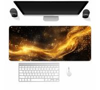 Tappetino Mouse XXL 900x400x3mm, Tappetino per Mouse da Gioco Fiume d'oro | Gaming Mousepad Curva, Base in Gomma Antiscivolo, Bordi Cuciti, Tappetino Scrivania Grande per Ufficio Giochi