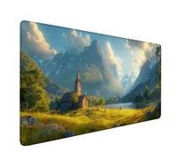 Tappetino Mouse XXL 900x400x3mm, Verde Tappetino Mouse Gaming con Bordi Cuciti, Paesaggio Mouse Pad con Base in Gomma Antiscivolo, Superficie Liscia Mousepad, Accessori Scrivania Regalo Donna 3-1968