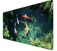 Tappetino Mouse xxl 900x500x3mm Tappetino Mouse Verde Impermeabile, Base in Gomma Antiscivolo, Maggiore Precisione e Velocità, Gaming Mousepad Esteso con Bordi Cuciti per Laptop, PC, Carpa koi Y7-875