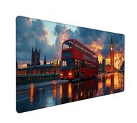 Tappetino Mouse XXL Big Ben, Autobus Gaming Tappetino Scrivania 1200x600x3mm, Mousepad Grande con Base in Gomma Antiscivolo, Sottomano Scrivania con Bordi Cuciti, per Ufficio Accessori Gaming O-6578