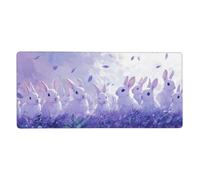 Tappetino Mouse XXL Coniglio & Viola, 90 x 40 cm Articoli per Ufficio G851 | Tappetino per Mouse, Base in Gomma Antiscivolo, Superficie Impermeabile, Bordi Cuciti, Tappetino Scrivania per Ufficio, Gioco