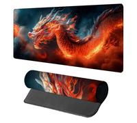 Tappetino Mouse XXL Drago, Tappetino Mouse 1200x600x3mm, Mousepad Gaming con Bordi Cuciti, Sottomano Scrivania Grande, Accessori Gaming, Accessori Scrivania, per Gamer Ufficio Computer, Rosso 4-1940