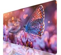 Tappetino Mouse XXL Farfalla 60x954 cm Mousepad Viola Sottomano Scrivania Gaming, Base in Gomma Antiscivolo, Bordi Cuciti Rinforzati, Tappeto Mouse Grande per PC Desktop, Migliora Precisione H0-925