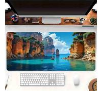 Tappetino Mouse XXL Gaming 1000x500x3mm Paesaggio del mare del canyon tappetino da Scrivania con Base in Gomma Antiscivolo Grande Mouse Pad,Cuciture Sui Bordi per Tastiera del Computer,Casa e Ufficio