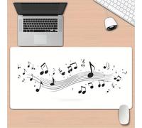 Tappetino Mouse XXL Gaming 1200x600x3mm Note di musica nera tappetino da Scrivania con Base in Gomma Antiscivolo Grande Mouse Pad,Cuciture Sui Bordi per Tastiera del Computer,Casa e Ufficio
