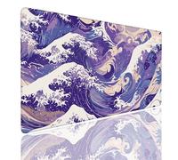 Tappetino Mouse XXL Gaming 1400x600x4mm Mouse Pad Mat Waterproof, Tappetino Scrivania Grande in Gomma Antiscivolo, Mousepad con Bordi Cuciti, Tappeto Sottomano Scrivania, Tappetino per Mouse Waves (2)