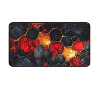 Tappetino Mouse XXL Gaming 700x400x3mm Oro Nero Rosso tappetino da Scrivania con Base in Gomma Antiscivolo Grande Mouse Pad,Cuciture Sui Bordi per Tastiera del Computer,Casa e Ufficio