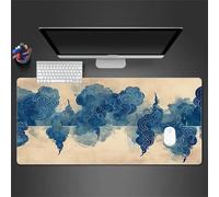 Tappetino Mouse XXL Gaming 800x300x2mm Nuvole astratte blu tappetino da Scrivania con Base in Gomma Antiscivolo Grande Mouse Pad,Cuciture Sui Bordi per Tastiera del Computer,Casa e Ufficio