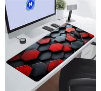 Tappetino Mouse XXL Gaming Geometria Rosso Grigio Tappetino per Mouse Grande 700x400x2 mm Mouse Pad Grandi Migliora la velocità e la precisione Lavabile Tappetino Scrivania per Ufficio e casa