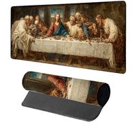 Tappetino Mouse XXL L'Ultima Cena, Tappetino Scrivania Grande 800x400x3mm Uomo, Mouse Pad con Base in Gomma Antiscivolo, Accessori Gaming, Sottomano Scrivania con Bordi Cuciti, per PC, Laptop 5-5793