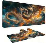 Tappetino Mouse XXL, Mouse Pad 700 x 300 mm, Tappetino Mouse Gaming, Sottomano Scrivania con Cuciture Sui Bordi, Accessorio per Scrivania, Base in Gomma Antiscivolo, Soprannaturale. drago w0w-1066