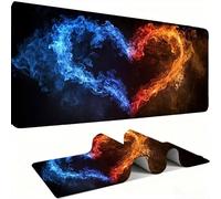 Tappetino Mouse XXL, Mouse Pad 800 x 400 mm, Tappetino Mouse Gaming, Sottomano Scrivania con Cuciture Sui Bordi, Accessorio per Scrivania, Base in Gomma Antiscivolo, Amore Fuoco d'acqua w0w-814
