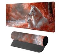 Tappetino Mouse XXL Wolf, Tappetino Mouse 800x300x3mm, Mousepad Gaming con Bordi Cuciti, Sottomano Scrivania Grande, Accessori Gaming, Accessori Scrivania, per PC Gamer Ufficio Computer, Pink 1-7332
