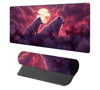 Tappetino Mouse XXL Wolf, Tappetino Mouse 800x400x3mm, Mousepad Gaming con Bordi Cuciti, Sottomano Scrivania Grande, Accessori Gaming, Accessori Scrivania, per PC Gamer Ufficio Computer, Pink I-2695