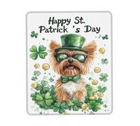 Tappetino Mouse, Yorkshire Terrier Dog Happy St. Patrick's Day Puppy Dog Gaming Pad Base in Gomma Tappetini per Il Mouse da Gioco Personalizzato Tappetino Mouse Gaming per Gaming Ufficio 25X30Cm