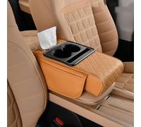 Tappetino Multifunzionale per Bracciolo Auto in Pelle Pu 5 in 1 Cuscino per Console Centrale con 2 Borse Portaoggetti Portabicchieri Portafazzoletti Portatelefono per Riporre Fazzoletti Telefoni