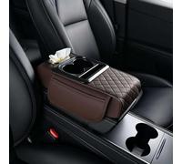 Tappetino Multifunzionale per Bracciolo Auto in Pelle Pu 5 in 1 Cuscino per Console Centrale con 2 Borse Portaoggetti Portabicchieri Portafazzoletti Portatelefono per Riporre Fazzoletti Telefoni