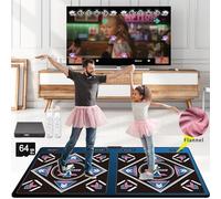 Tappetino musicale doppio per bambini e adulti, memoria 64 GB, giochi fitness e danza con modalità MV/3D/Cartoon, 899 giochi, 650 canzoni, 75 MV per TV HDMI, materiale in flanella di alta qualità