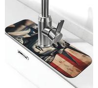 Tappetino paraspruzzi per lavello da cucina, bandiera del giorno dell'indipendenza e statua della libertà, tappetino super assorbente ad asciugatura rapida per cucina, bagno, 38,1 x 14 cm