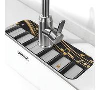 Tappetino paraspruzzi per lavello da cucina, bianco e nero, note musicali, super assorbente, ad asciugatura rapida, per cucina, bagno, 38,1 x 14 cm