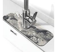 Tappetino paraspruzzi per lavello da cucina, bianco e nero paesaggio delle montagne, tappetino super assorbente ad asciugatura rapida per cucina, bagno, 38,1 x 14 cm