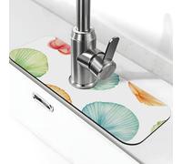 Tappetino paraspruzzi per lavello da cucina, con conchiglie colorate, tema oceano, mare, spiaggia, super assorbente, ad asciugatura rapida, per cucina, bagno, 38,1 x 14 cm