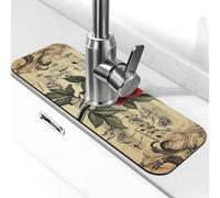 Tappetino paraspruzzi per lavello da cucina, con note musicali rosa, vintage, super assorbente, ad asciugatura rapida, per cucina, bagno, 38,1 x 14 cm