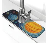 Tappetino paraspruzzi per lavello da cucina, sistema solare, pianeta, universo, galassia, super assorbente, ad asciugatura rapida, per cucina, bagno, 38,1 x 14 cm