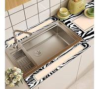 Tappetino paraspruzzi per lavello da cucina, tappetino assorbente in PVC in stile moderno, con superficie ad asciugatura rapida, protezione lunga contro le gocce per asciugare le tazze, per cucina e