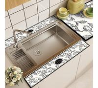 Tappetino paraspruzzi per lavello da cucina, tappetino assorbente in PVC in stile moderno, con superficie ad asciugatura rapida, protezione lunga contro le gocce per asciugare le tazze, per cucina e