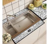 Tappetino paraspruzzi per lavello da cucina, tappetino assorbente in PVC in stile moderno, con superficie ad asciugatura rapida, protezione lunga contro le gocce per asciugare le tazze, cucina e bagno