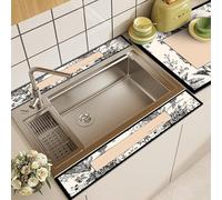 Tappetino paraspruzzi per lavello da cucina, tappetino assorbente in PVC in stile moderno, con superficie ad asciugatura rapida, protezione lunga contro le gocce per asciugare le tazze da cucina e