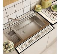 Tappetino paraspruzzi per lavello da cucina, tappetino assorbente in PVC stile moderno con superficie ad asciugatura rapida, protezione lunga per raccogliere le tazze, asciugatura della tazza e uso in