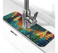 Tappetino paraspruzzi per lavello da cucina, tappetino colorato astratto con foresta di acero, super assorbente, ad asciugatura rapida, per cucina, bagno, 38,1 x 14 cm