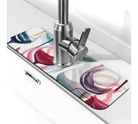 Tappetino paraspruzzi per lavello da cucina, tappetino colorato astratto per bicchieri da vino, super assorbente, ad asciugatura rapida, per cucina, bagno, 38,1 x 14 cm