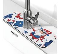 Tappetino paraspruzzi per lavello da cucina, tappetino per rubinetto con gnomo che benedica il giorno della memoria patriottica degli Stati Uniti, tappetino super assorbente ad asciugatura rapida per
