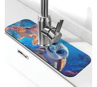 Tappetino paraspruzzi per lavello da cucina, tappetino per rubinetto, con tartaruga, super assorbente, ad asciugatura rapida, per cucina, bagno, 38,1 x 14 cm